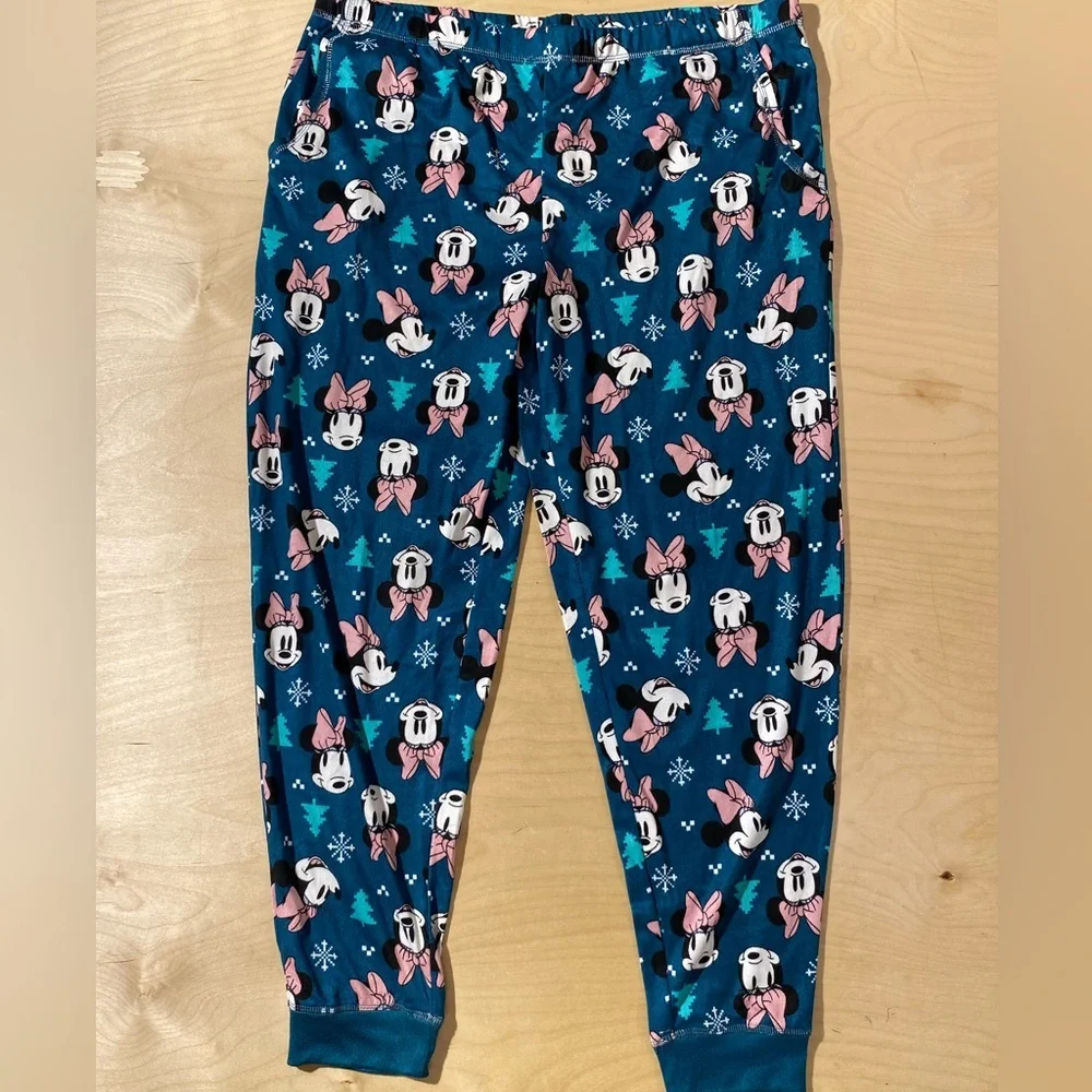 Disney Pajama Bottoms - Blue with Pink and White Minnie XL (16-18) (OQ)